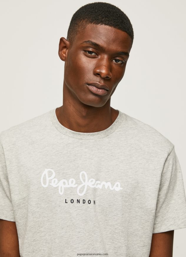 tricou din bumbac cu logo imprimat bărbați Pepe Jeans marnă gri deschis 6Z0R46918 - imagine 1