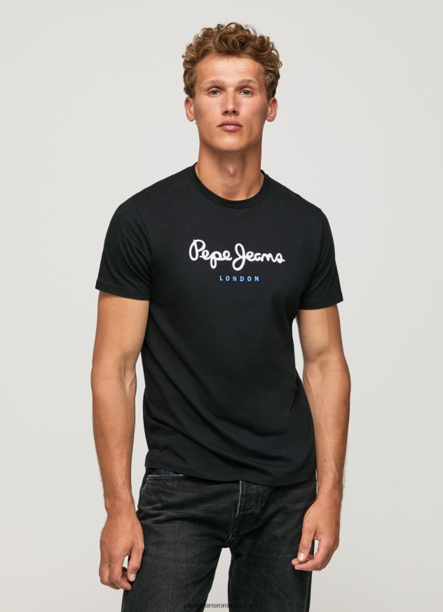 tricou din bumbac cu logo imprimat bărbați Pepe Jeans negru 6Z0R461000 - imagine 3