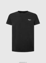 tricou din bumbac cu logo imprimat bărbați Pepe Jeans negru 6Z0R461012 - imagine 5