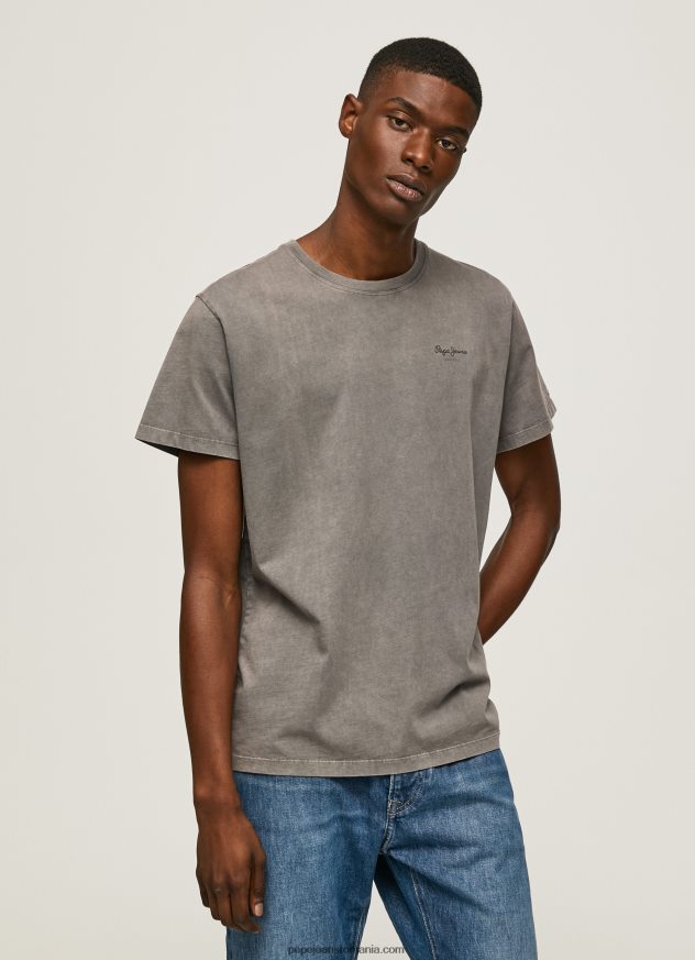 tricou din bumbac cu logo imprimat bărbați Pepe Jeans negru spalat 6Z0R46927 - imagine 3