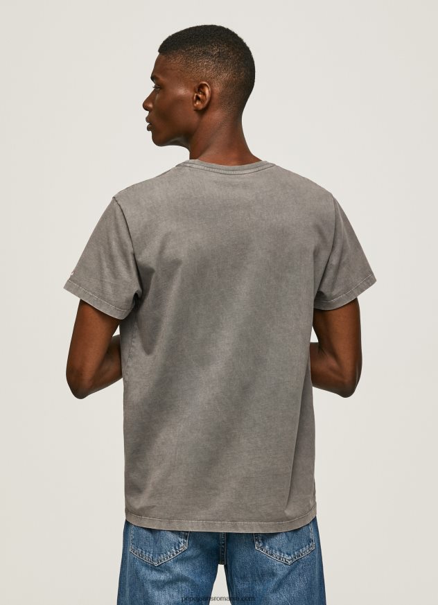 tricou din bumbac cu logo imprimat bărbați Pepe Jeans negru spalat 6Z0R46927 - imagine 4