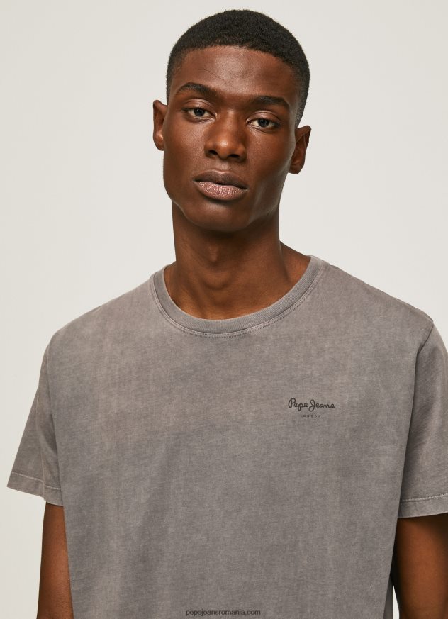 tricou din bumbac cu logo imprimat bărbați Pepe Jeans negru spalat 6Z0R46927 - imagine 1