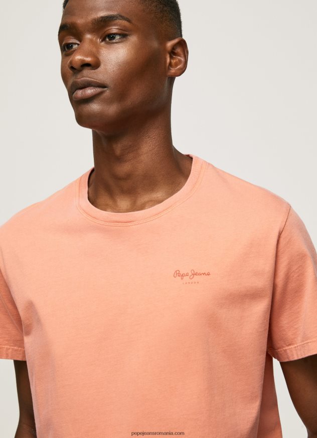 tricou din bumbac cu logo imprimat bărbați Pepe Jeans portocala de dovleac 6Z0R46944 - imagine 3