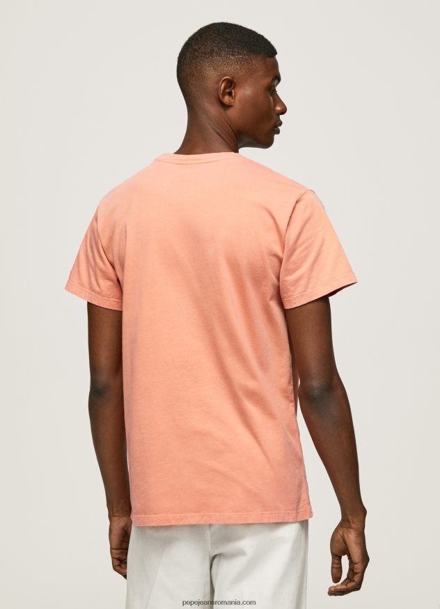 tricou din bumbac cu logo imprimat bărbați Pepe Jeans portocala de dovleac 6Z0R46944 - imagine 4