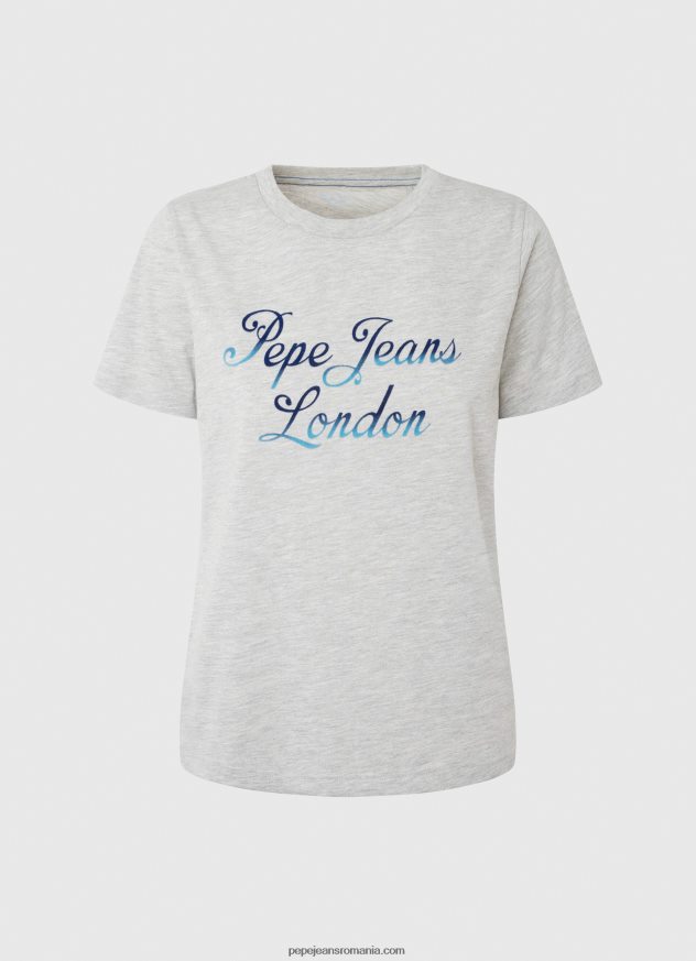 tricou din bumbac cu logo imprimat femei Pepe Jeans marnă cenușie 6Z0R46412 - imagine 5