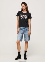 tricou din bumbac cu logo metalic femei Pepe Jeans negru 6Z0R46414