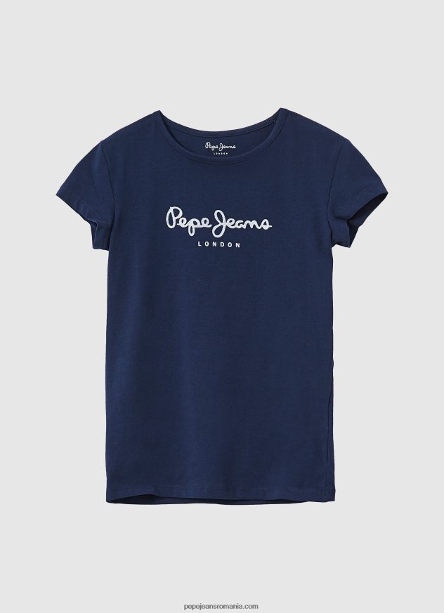 tricou din bumbac cu logo strass fată Pepe Jeans roz moale 6Z0R461431 - imagine 5