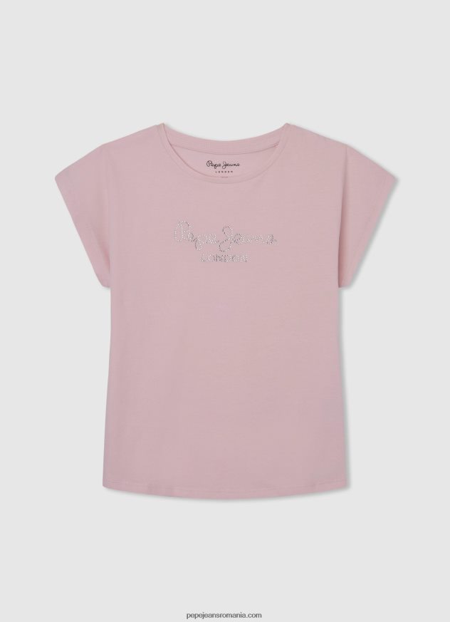 tricou din bumbac cu logo strass fată Pepe Jeans strălucire 6Z0R461433 - imagine 4