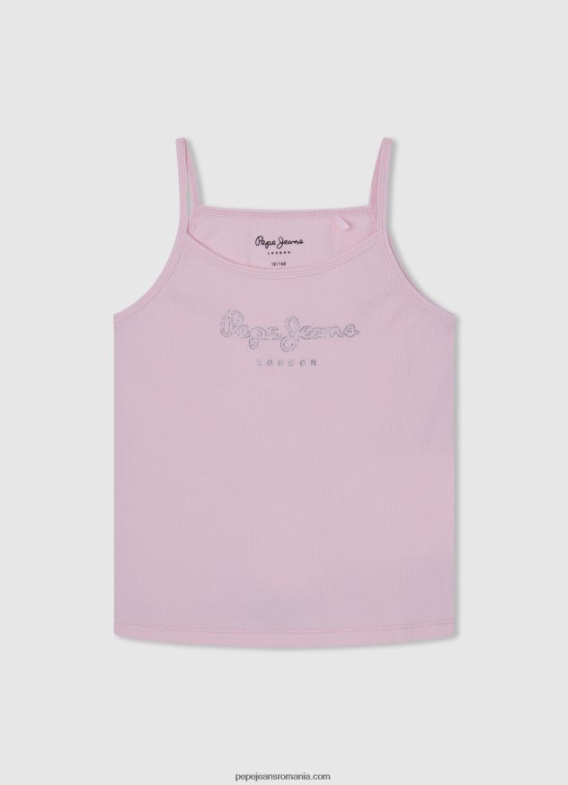 tricou din bumbac cu logo strass fată Pepe Jeans strălucire 6Z0R461433 - imagine 5