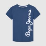 tricou din bumbac cu logo vertical băiat Pepe Jeans jarman 6Z0R461649