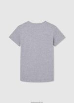 tricou din bumbac cu logo vertical băiat Pepe Jeans marnă cenușie 6Z0R461650 - imagine 2