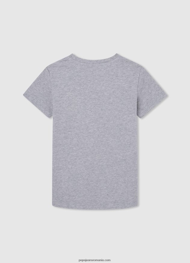 tricou din bumbac cu logo vertical băiat Pepe Jeans marnă cenușie 6Z0R461650 - imagine 2