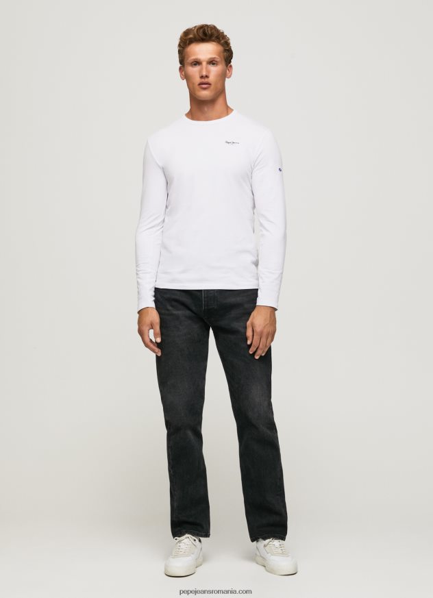 tricou din bumbac cu maneca lunga bărbați Pepe Jeans alb 6Z0R461007 - imagine 2