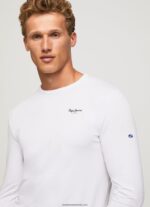 tricou din bumbac cu maneca lunga bărbați Pepe Jeans alb 6Z0R461007