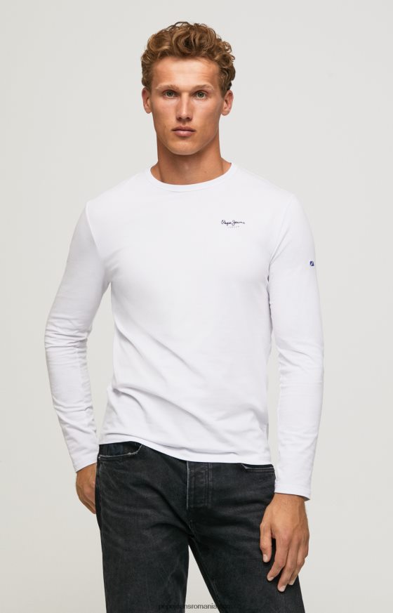 tricou din bumbac cu maneca lunga bărbați Pepe Jeans alb 6Z0R461007 - imagine 3