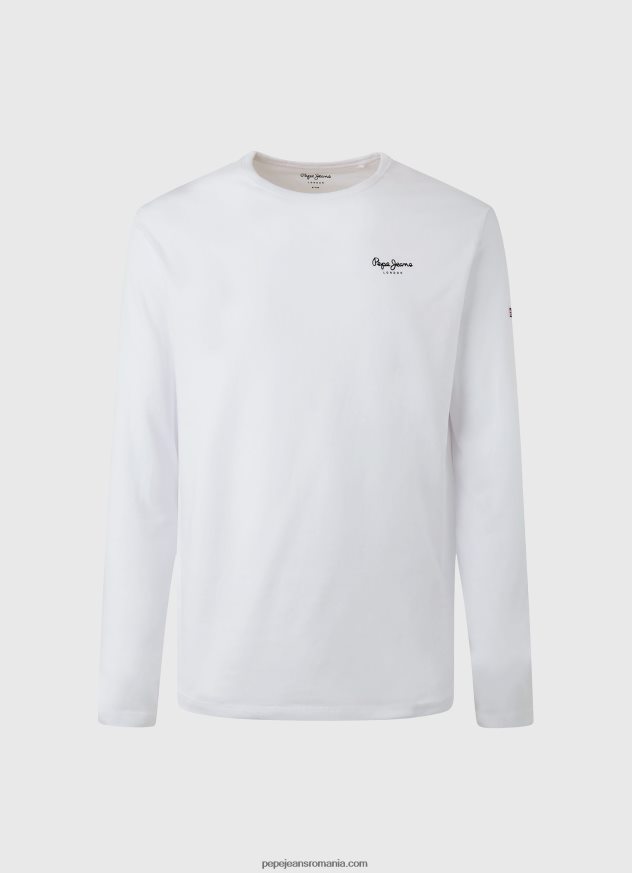 tricou din bumbac cu maneca lunga bărbați Pepe Jeans alb 6Z0R461007 - imagine 5