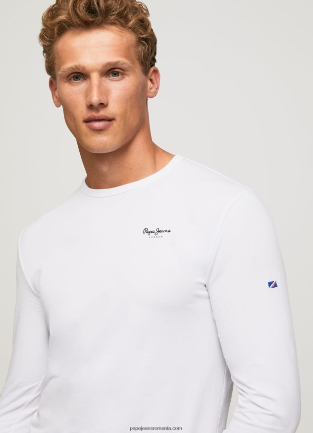 tricou din bumbac cu maneca lunga bărbați Pepe Jeans alb 6Z0R461007 - imagine 1