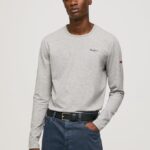tricou din bumbac cu maneca lunga bărbați Pepe Jeans marnă cenușie 6Z0R461006