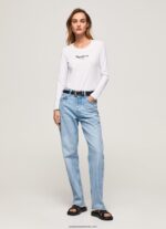 tricou din bumbac cu maneca lunga femei Pepe Jeans alb 6Z0R46469 - imagine 2