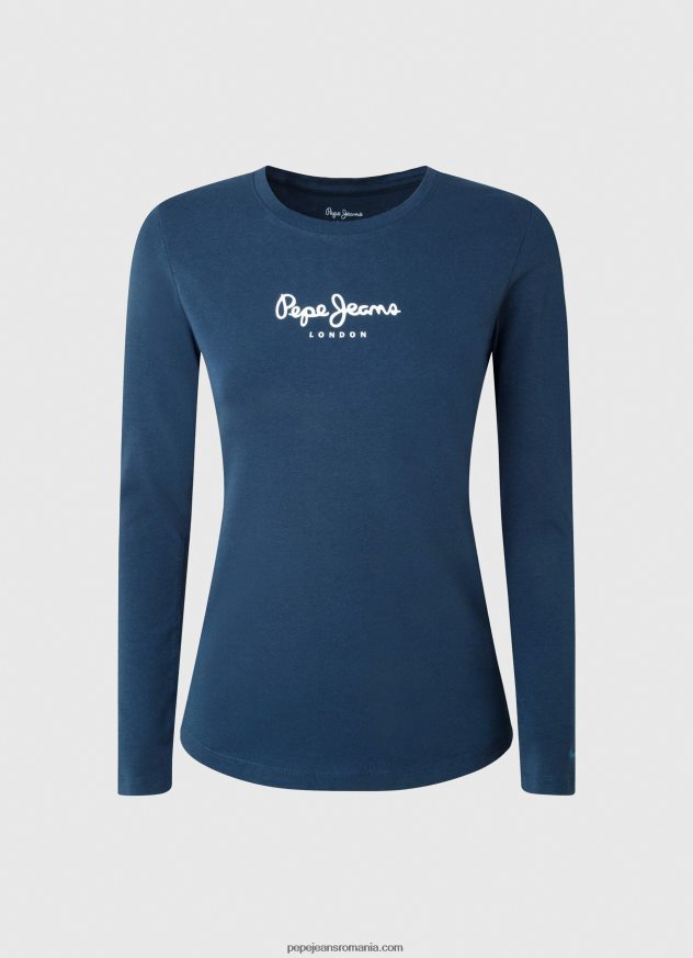 tricou din bumbac cu maneca lunga femei Pepe Jeans marina 6Z0R46472 - imagine 5