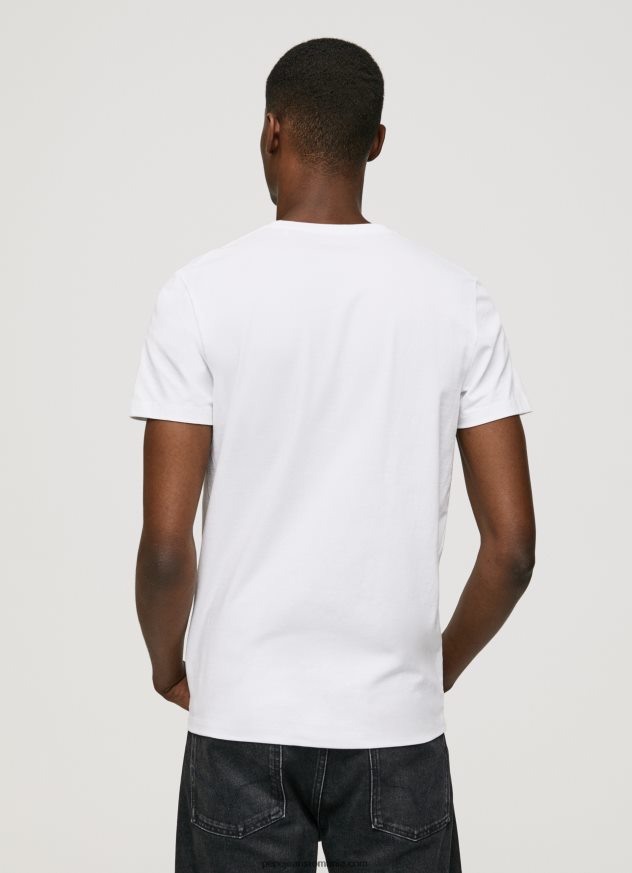 tricou din bumbac cu maneca scurta bărbați Pepe Jeans alb 6Z0R461002 - imagine 4