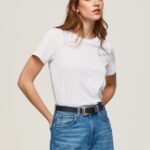tricou din bumbac cu maneca scurta femei Pepe Jeans alb 6Z0R46420