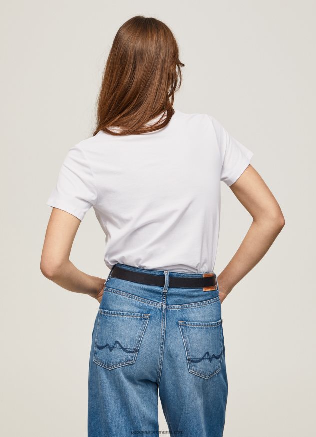 tricou din bumbac cu maneca scurta femei Pepe Jeans alb 6Z0R46420 - imagine 4