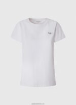 tricou din bumbac cu maneca scurta femei Pepe Jeans alb 6Z0R46420 - imagine 5