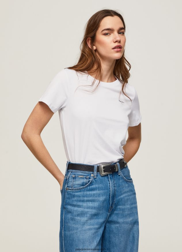 tricou din bumbac cu maneca scurta femei Pepe Jeans alb 6Z0R46420 - imagine 1