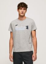 tricou din bumbac cu sigla perii bărbați Pepe Jeans marnă cenușie 6Z0R46931 - imagine 3