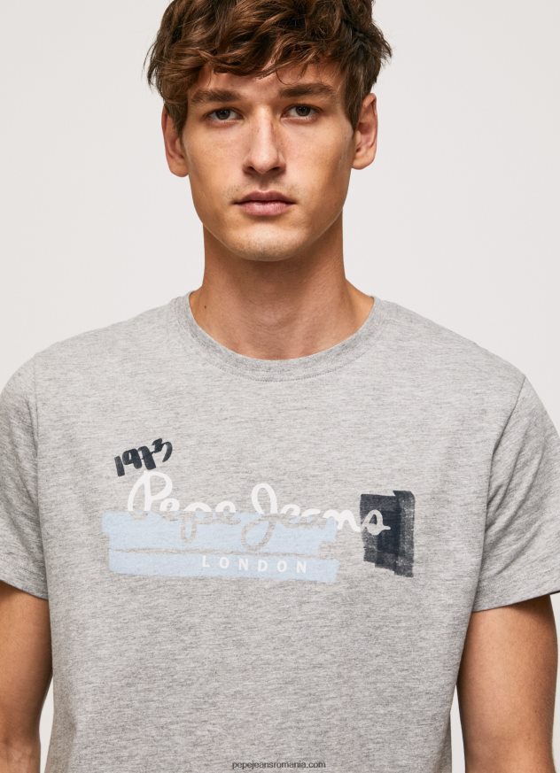 tricou din bumbac cu sigla perii bărbați Pepe Jeans marnă cenușie 6Z0R46931 - imagine 1