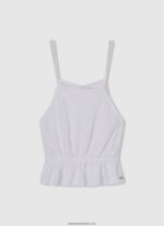 tricou din bumbac fără umăr fată Pepe Jeans alb 6Z0R461440 - imagine 4