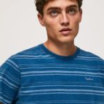tricou din bumbac imprimat cu dungi bărbați Pepe Jeans indigo 6Z0R46966