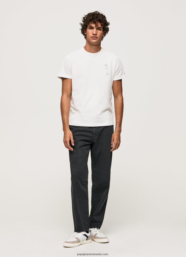 tricou din bumbac spalat si vopsit bărbați Pepe Jeans alb 6Z0R46942 - imagine 2