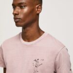 tricou din bumbac spalat si vopsit bărbați Pepe Jeans înălbitor roz 6Z0R46928
