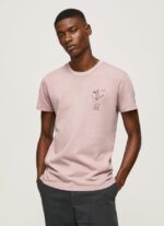 tricou din bumbac spalat si vopsit bărbați Pepe Jeans înălbitor roz 6Z0R46928 - imagine 3
