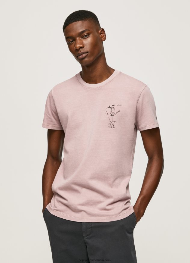 tricou din bumbac spalat si vopsit bărbați Pepe Jeans înălbitor roz 6Z0R46928 - imagine 3