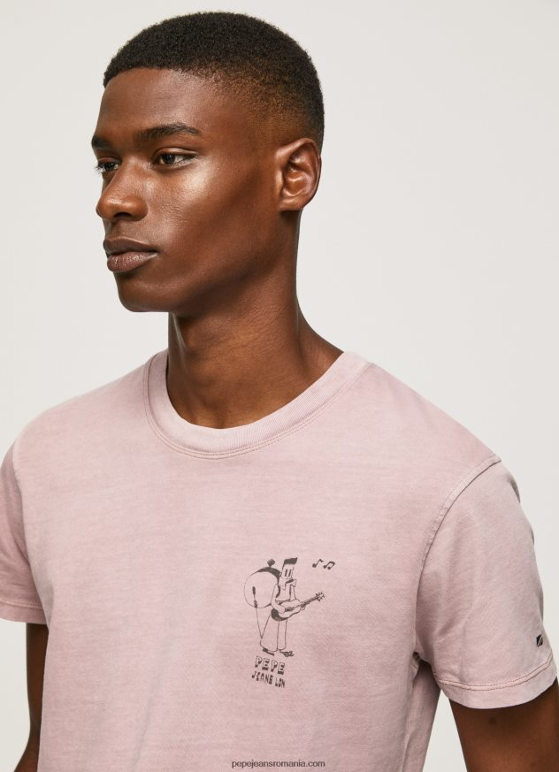 tricou din bumbac spalat si vopsit bărbați Pepe Jeans înălbitor roz 6Z0R46928 - imagine 1