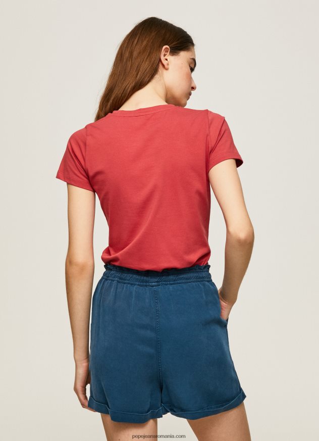 tricou din lycra cu imprimeu cu logo femei Pepe Jeans studio roșu 6Z0R46384 - imagine 4