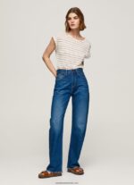 tricou in dungi cu imprimeu femei Pepe Jeans multi 6Z0R46447 - imagine 2