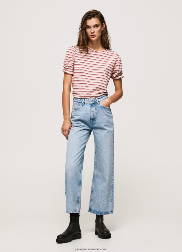 tricou în dungi cu mâneci volane femei Pepe Jeans fard de obraz închis 6Z0R46392 - imagine 2