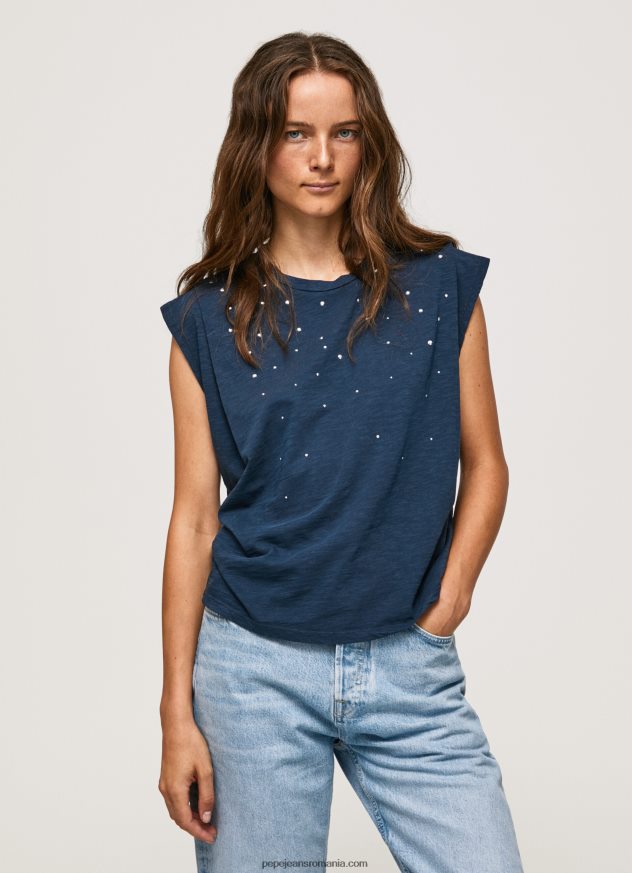 tricou marmorat cu maneci cu armuri femei Pepe Jeans dulwich 6Z0R46406 - imagine 3
