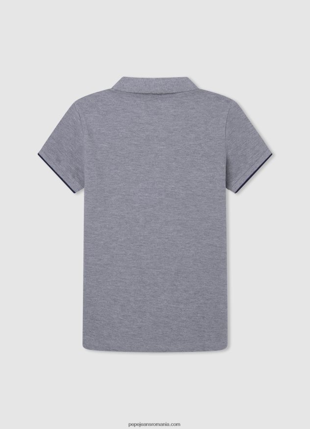 tricou polo cu logo brodat piqué băiat Pepe Jeans marnă cenușie 6Z0R461666 - imagine 2