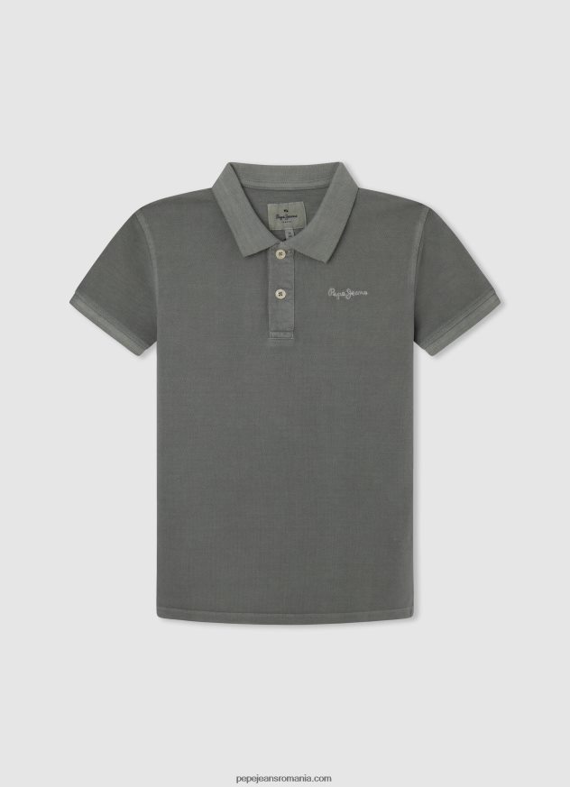 tricou polo cu logo brodat piqué băiat Pepe Jeans marnă cenușie 6Z0R461666 - imagine 5