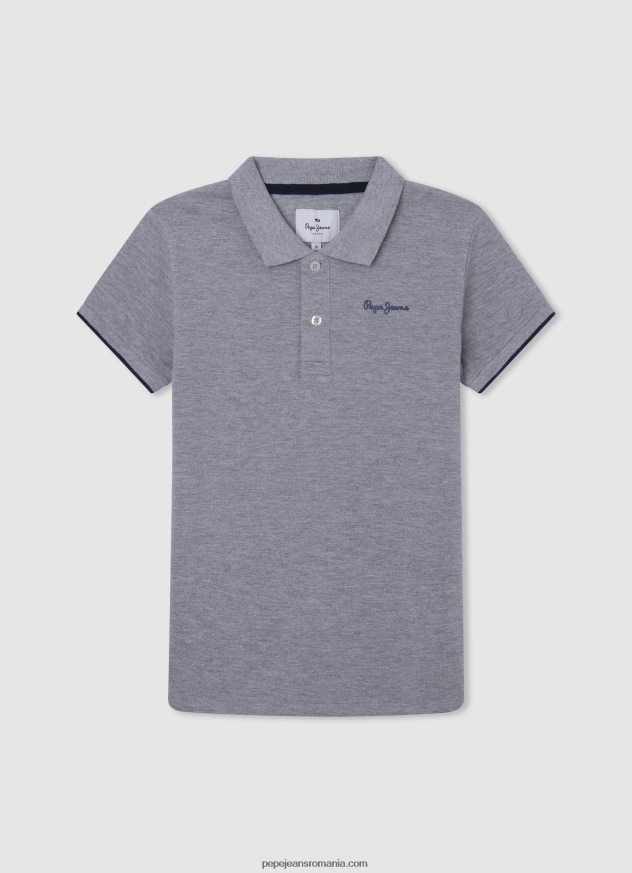 tricou polo cu logo brodat piqué băiat Pepe Jeans marnă cenușie 6Z0R461666 - imagine 1