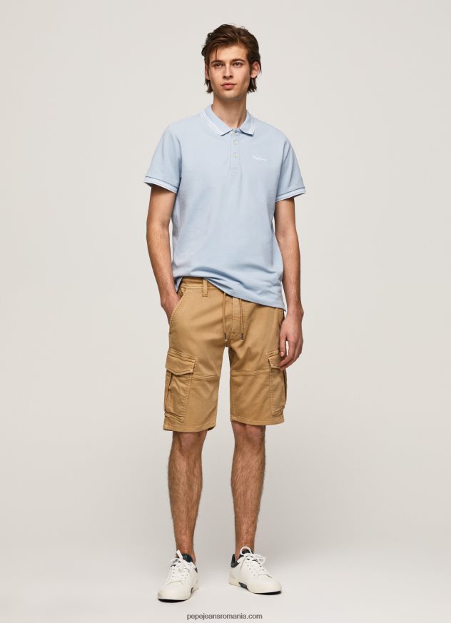 tricou polo cu logo brodat piqué bărbați Pepe Jeans albastru înălbitor 6Z0R461080 - imagine 2