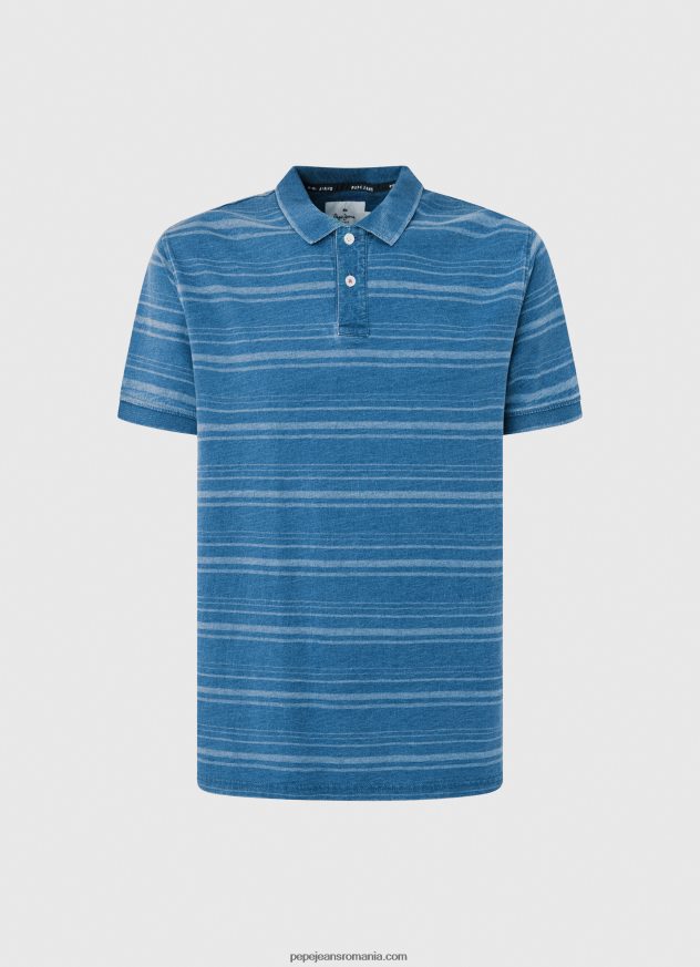tricou polo din bumbac imprimat cu dungi bărbați Pepe Jeans indigo 6Z0R461083 - imagine 5