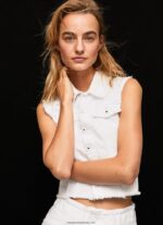 vestă din denim cu flori brodate femei Pepe Jeans denim 6Z0R46130
