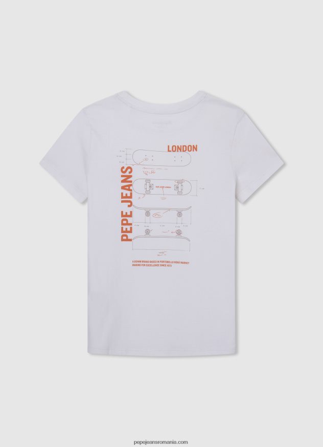 tricou cu imprimeu cu logo băiat Pepe Jeans aproape alb 6Z0R461620