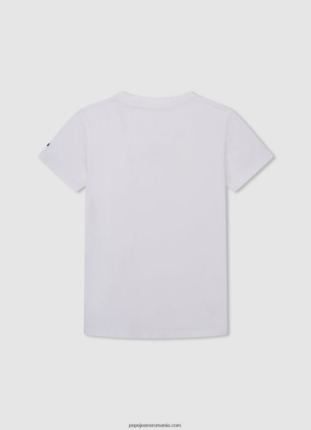 tricou cu imprimeu cu logo băiat Pepe Jeans aproape alb 6Z0R461643